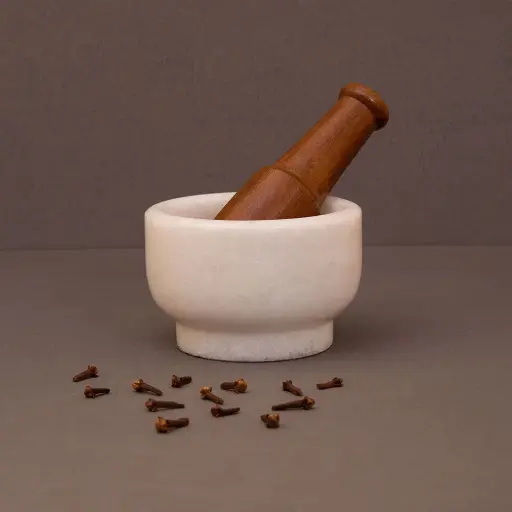 Marble mortar and pestle